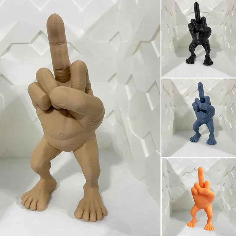 Freche Mittelfinger-Figur mit Beinen