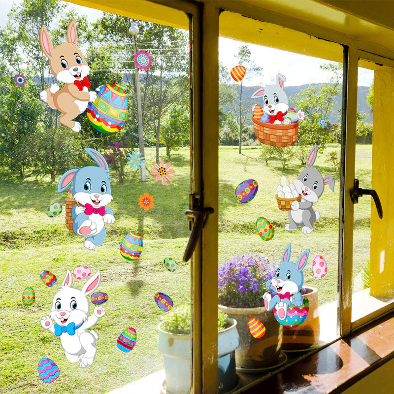 Frühlingszauber – Osterhasen Fensteraufkleber für eine festliche Dekoration