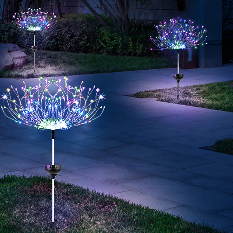 Solarbetriebene Gartenlichter in Feuerwerksoptik
