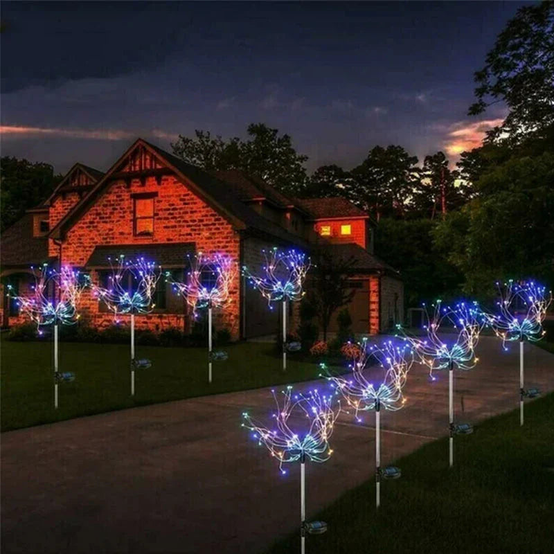 Solarbetriebene Gartenlichter in Feuerwerksoptik