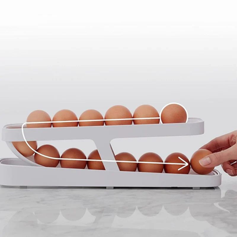 Doppelstöckiger Eier-Organizer mit Rollsystem