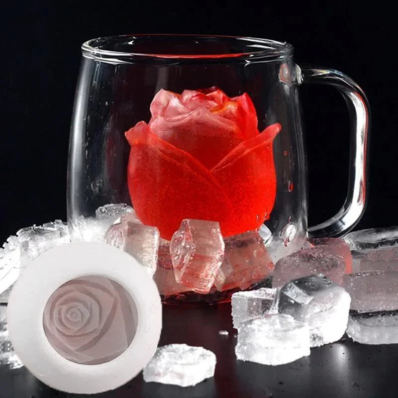 3D Silikon-Rosenform – Eiswürfelform für kreative Getränke