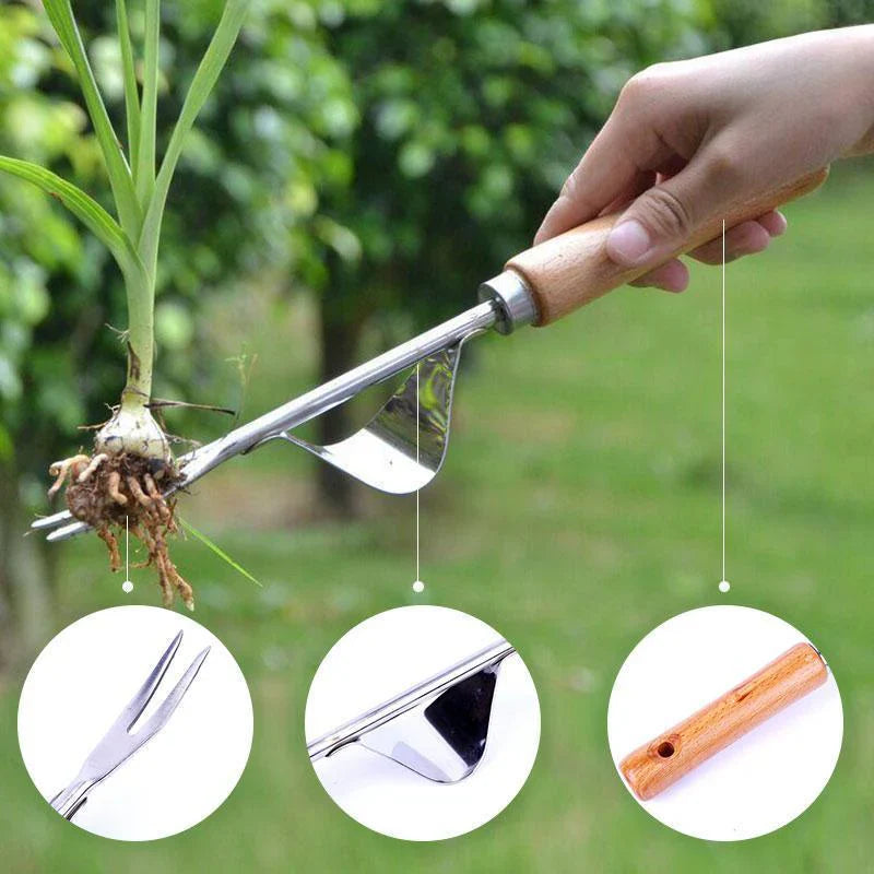 Ergonomischer Unkrautentferner mit Holzgriff