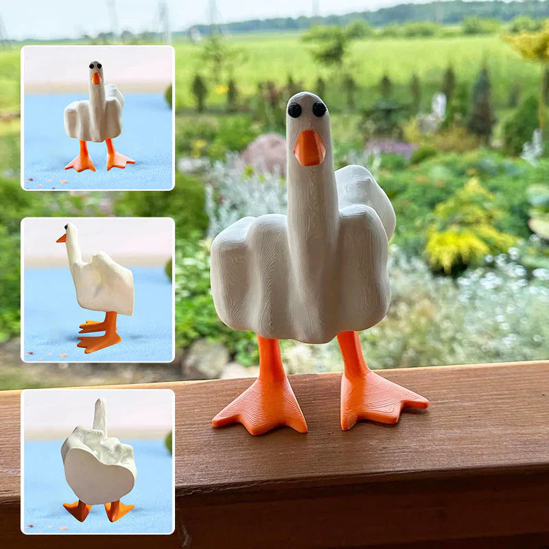 Freche Entenfigur für den Garten