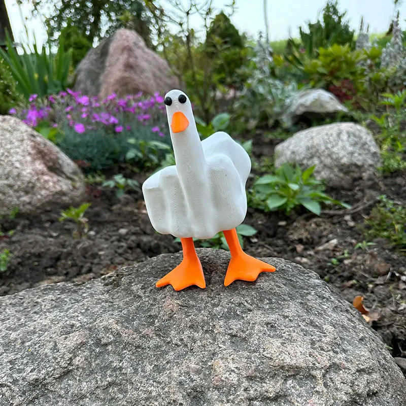 Freche Entenfigur für den Garten