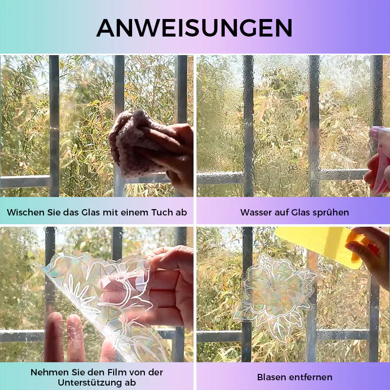 Selbsthaftende Regenbogen-Fensterdekoration, 6er-Set