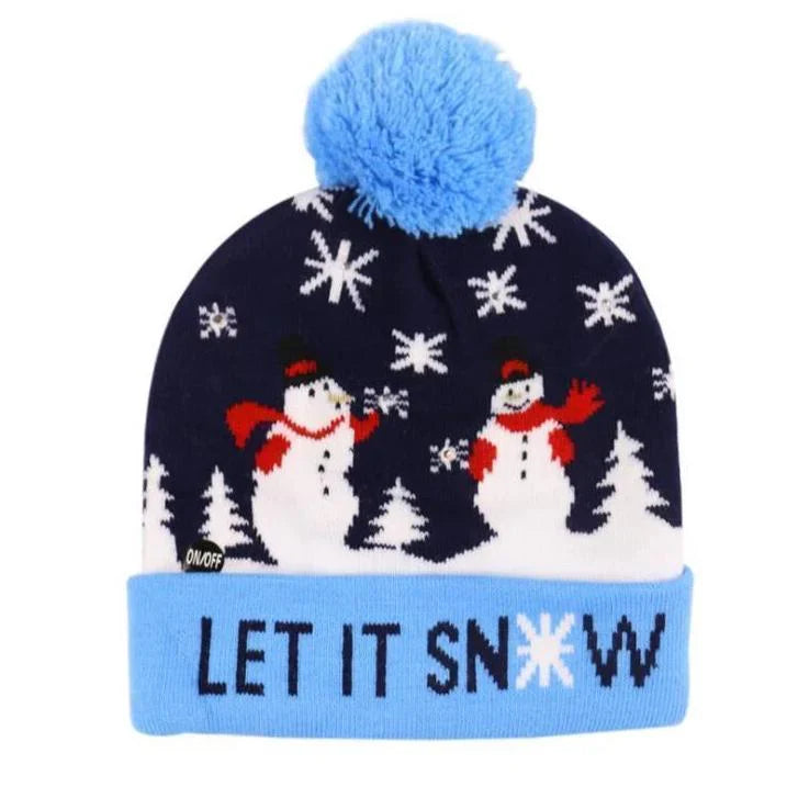 Weihnachtliche LED-Strickmütze mit festlichem Design