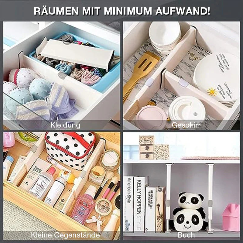 Erweiterbare Schubladenteiler für ordentliche Aufbewahrung