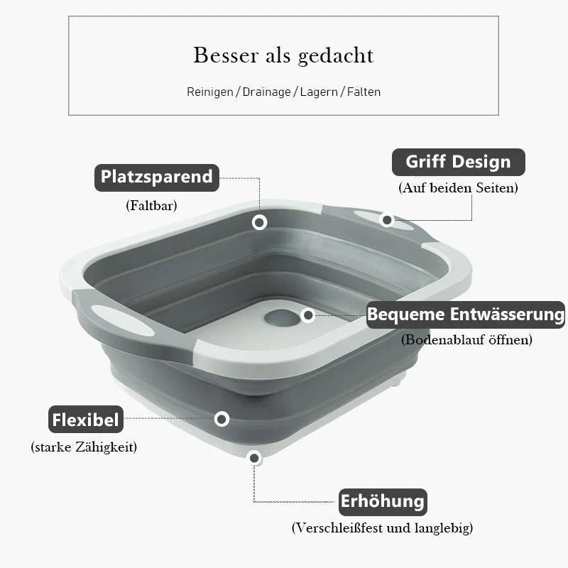 Kompakter Klappkorb – Ihr 3-in-1 Küchenhelfer