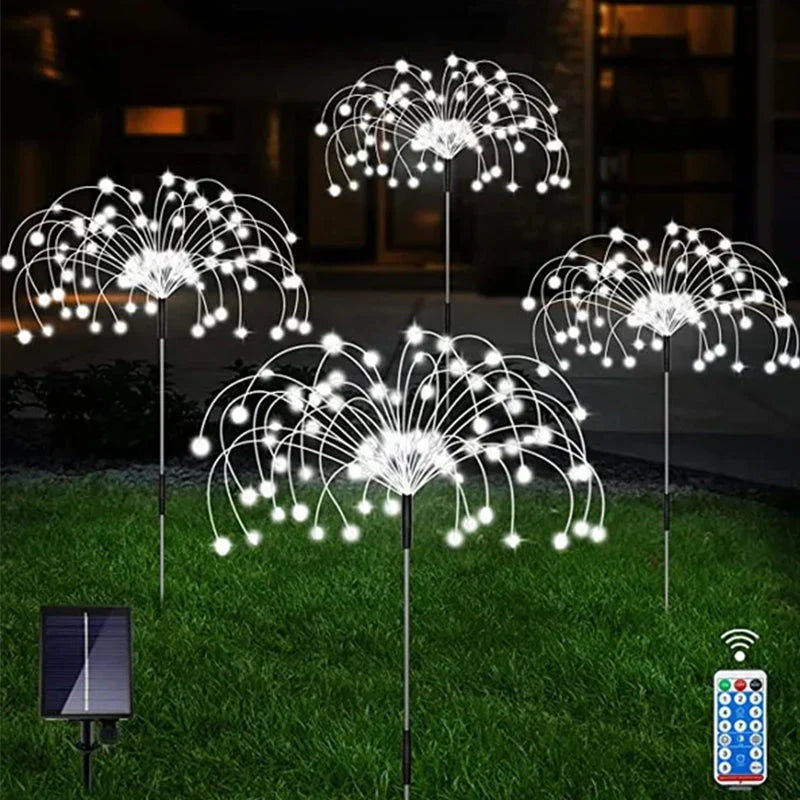 Solarbetriebene Gartenlichter in Feuerwerksoptik