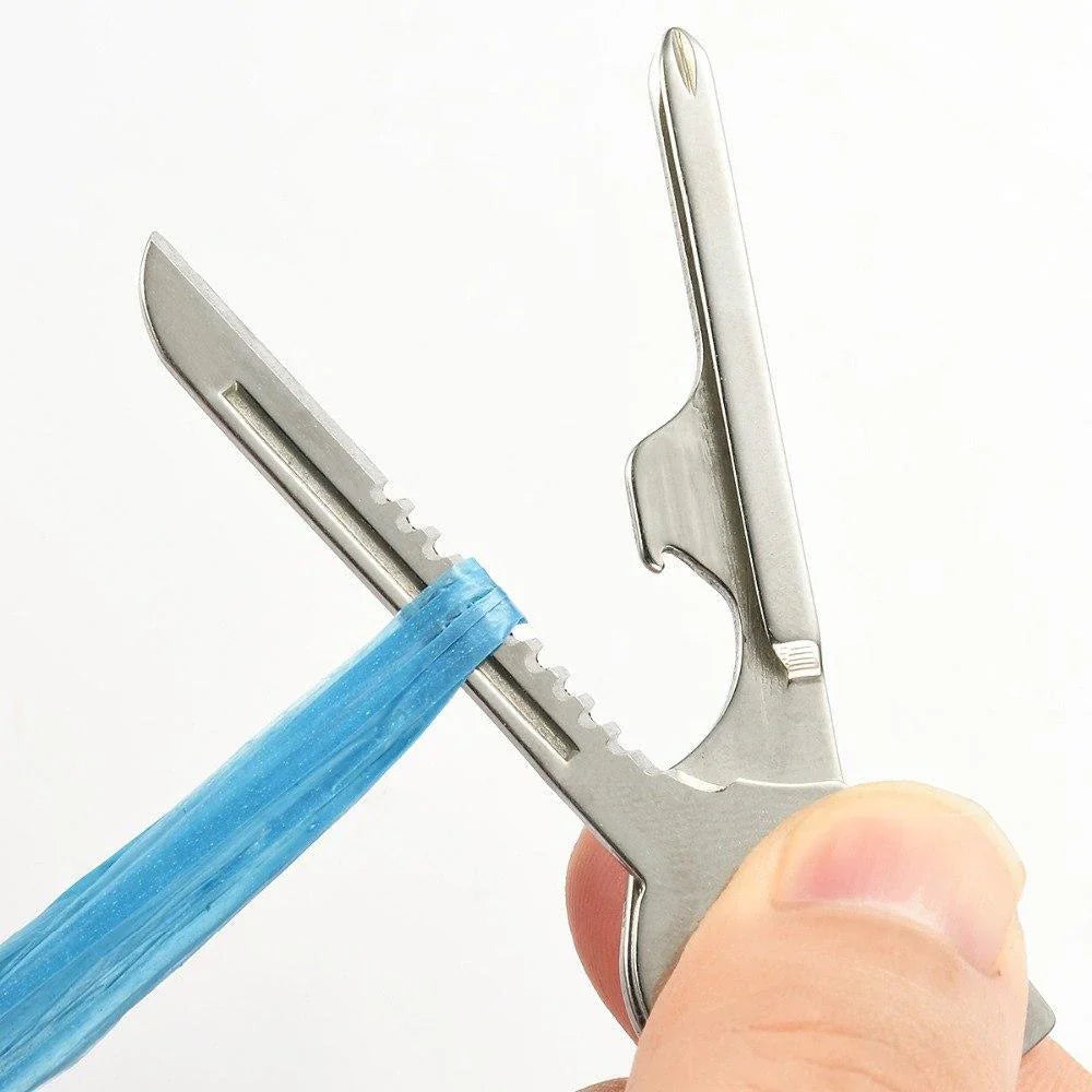 6-in-1-Miniwerkzeug Schlüsselanhänger aus Edelstahl