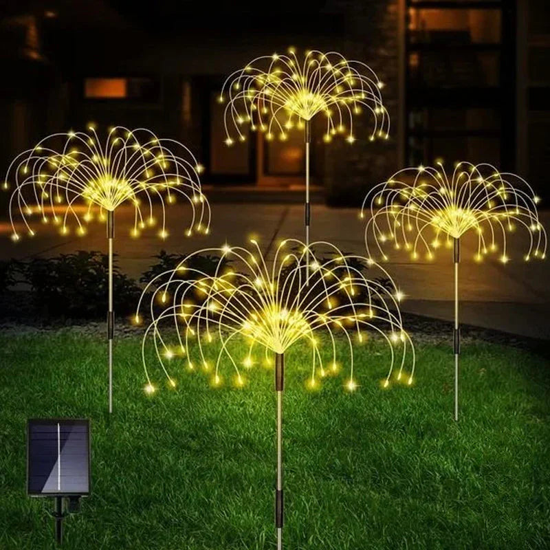 Solarbetriebene Gartenlichter in Feuerwerksoptik