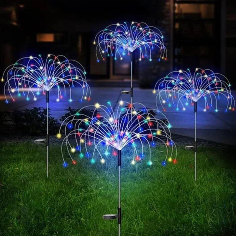 Solarbetriebene Gartenlichter in Feuerwerksoptik