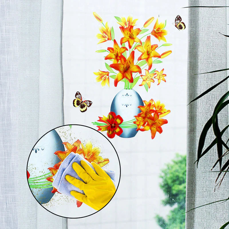 3D Blumen Wandtattoo Set – DIY Pflanzenvase