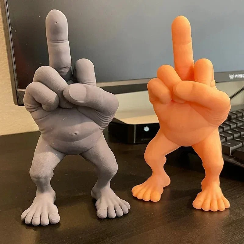 Freche Mittelfinger-Figur mit Beinen