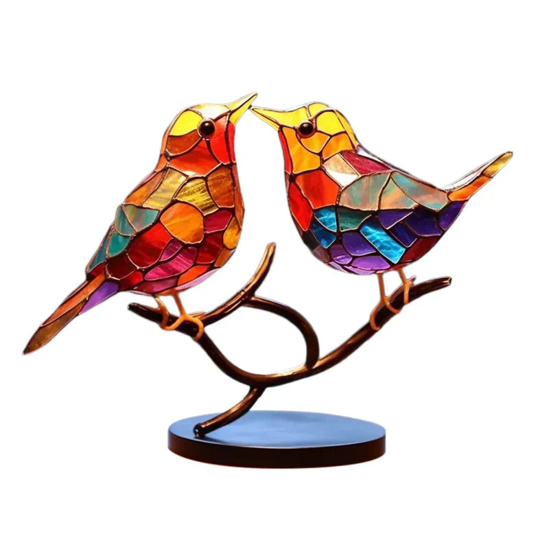 Vögel auf Ästen Glasornamente