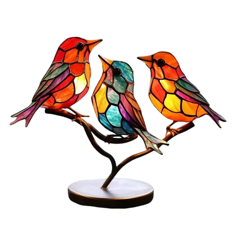 Vögel auf Ästen Glasornamente