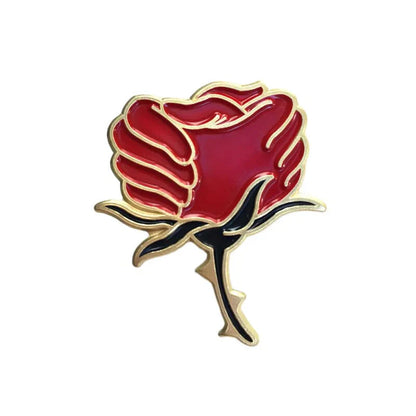 Rote Rosen-Emaillierte Brosche mit Kristallakzenten