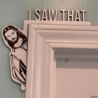 Lustige Jesus-Türrahmen-Dekoration – Der heilige Blick mit Humor!