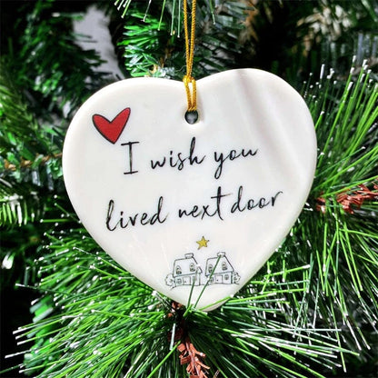 Herzförmiger Weihnachtsanhänger aus Keramik