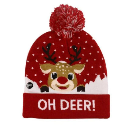 Weihnachtliche LED-Strickmütze mit festlichem Design