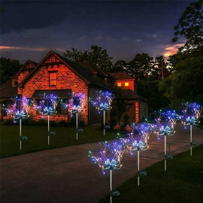 Solarbetriebene Gartenlichter in Feuerwerksoptik
