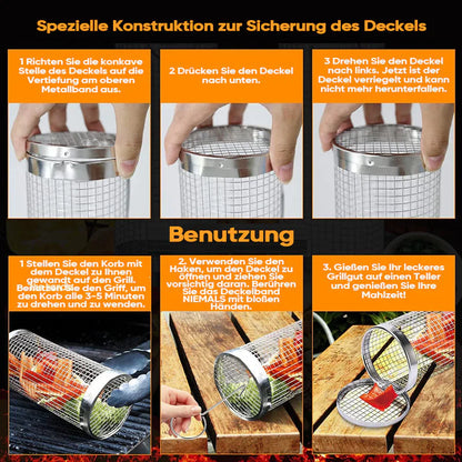 Drehbarer Edelstahl-Grillkäfig