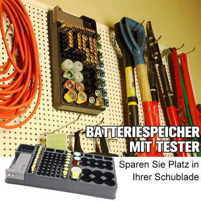Batterie-Organizer mit Testgerät