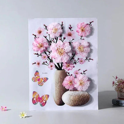 3D Blumen Wandtattoo Set – DIY Pflanzenvase