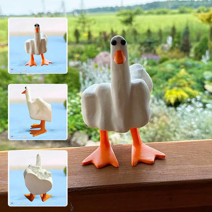 Freche Entenfigur für den Garten