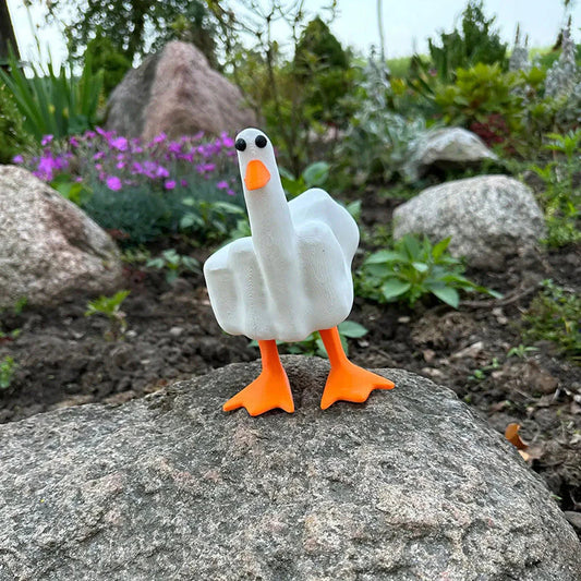 Freche Entenfigur für den Garten