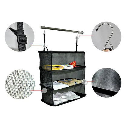 3-in-1 Faltbarer Aufbewahrungsbeutel mit Haken – Vielseitiger Kleiderschrank-Organizer für Reisen und Zuhause