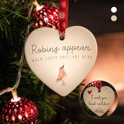 Herzförmiger Weihnachtsanhänger aus Keramik