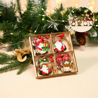 Holz-Weihnachtsbaum-Dekoration Set mit Zwergen