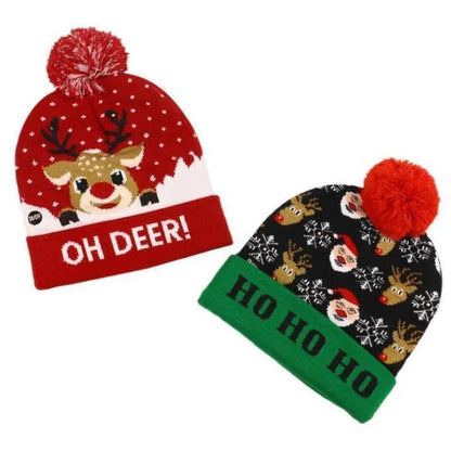 Weihnachtliche LED-Strickmütze mit festlichem Design