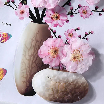 3D Blumen Wandtattoo Set – DIY Pflanzenvase