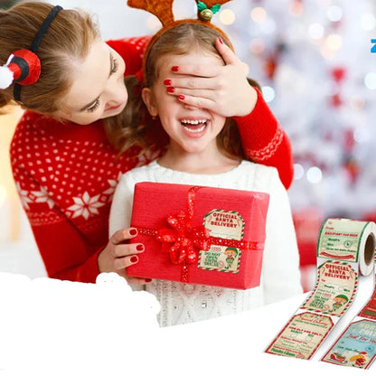 Weihnachtliche Geschenkaufkleberrolle (200 Stück)