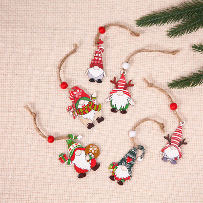 Holz-Weihnachtsbaum-Dekoration Set mit Zwergen