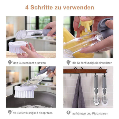 Praktische Küchenbürste mit Langem Griff und Seifenspender