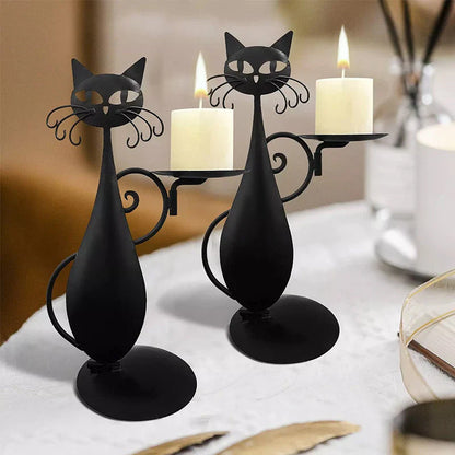 Mystischer Katzen-Kerzenhalter