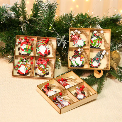 Holz-Weihnachtsbaum-Dekoration Set mit Zwergen