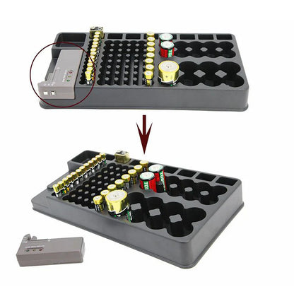 Batterie-Organizer mit Testgerät