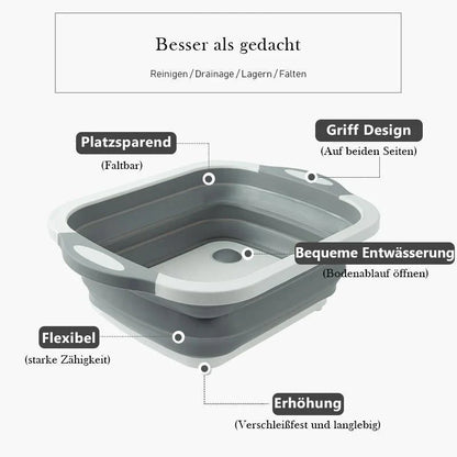 Kompakter Klappkorb – Ihr 3-in-1 Küchenhelfer