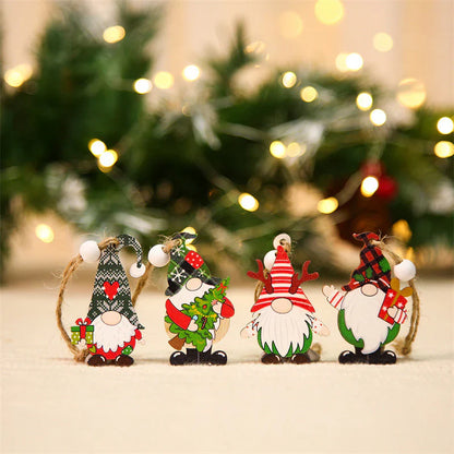 Holz-Weihnachtsbaum-Dekoration Set mit Zwergen