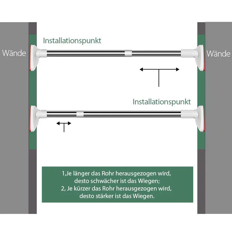 Teleskopische Gardinenstange aus Edelstahl