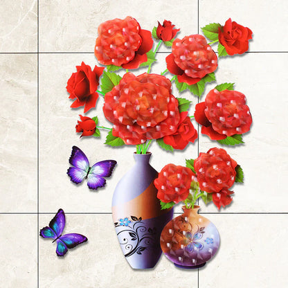 3D Blumen Wandtattoo Set – DIY Pflanzenvase