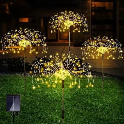 Solarbetriebene Gartenlichter in Feuerwerksoptik