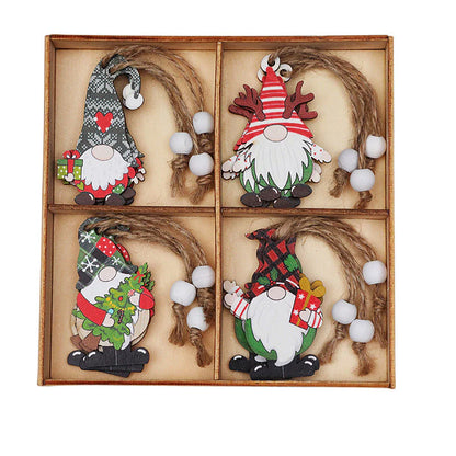 Holz-Weihnachtsbaum-Dekoration Set mit Zwergen
