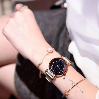 Wasserdichte Armbanduhr mit Sternenhimmel-Design für Mädchen