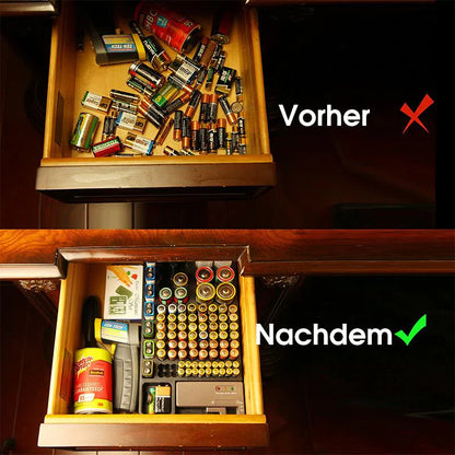 Batterie-Organizer mit Testgerät